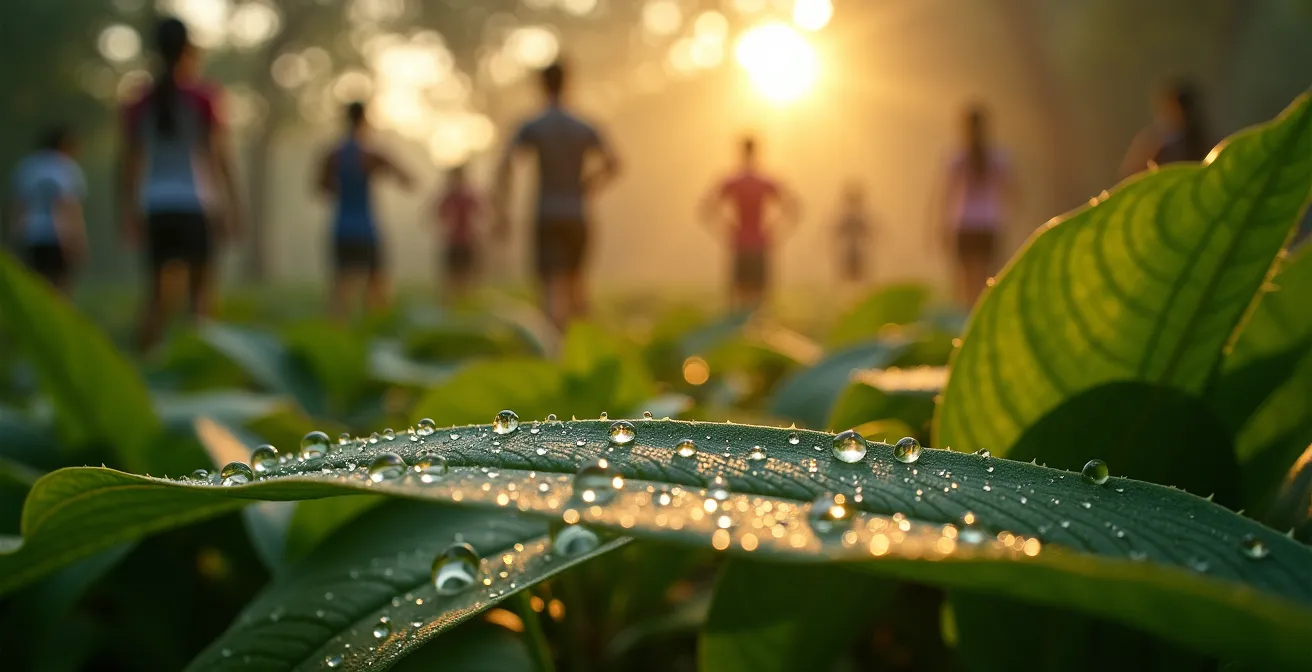 Lumphini Park Bangkok in den frühen Morgenstunden mit Tai Chi Praktizierenden