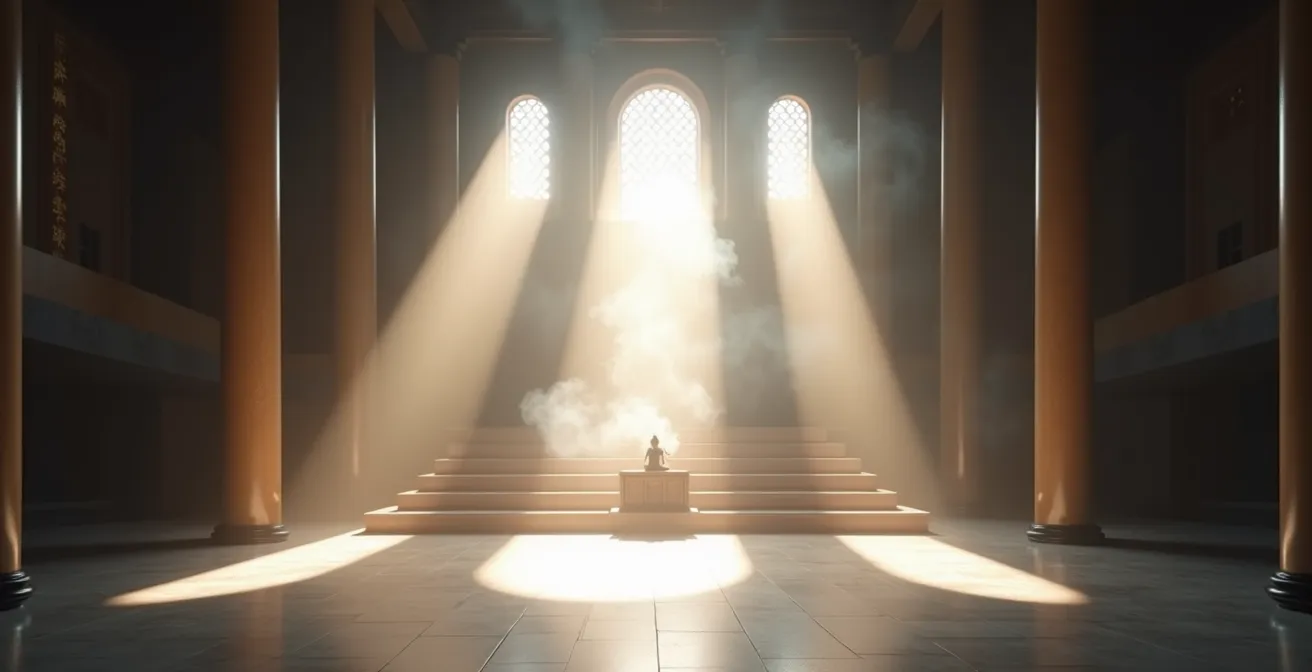 Meditative Reinigungszeremonie in einem thailändischen Tempel mit Räucherstäbchen