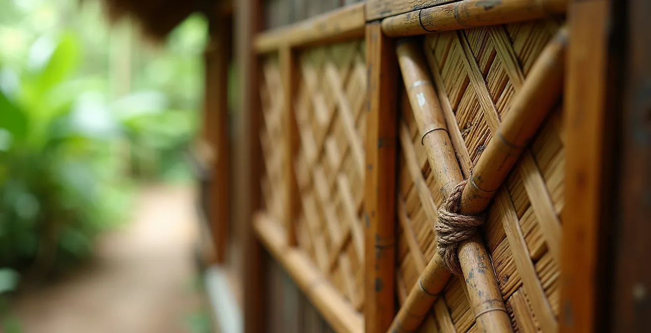Rustikaler Bambus-Bungalow auf Koh Phayam umgeben von tropischer Natur