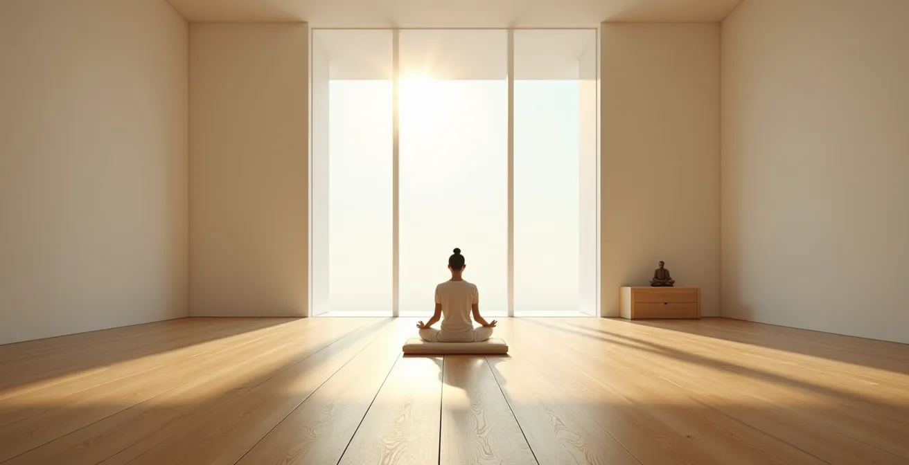 Minimalistischer Vergleich zwischen stiller und geführter Meditation